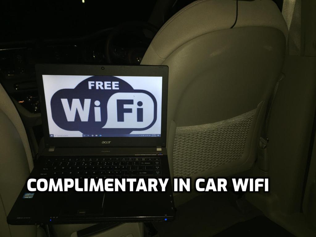 Complimentary in car WiFi in most vehicles